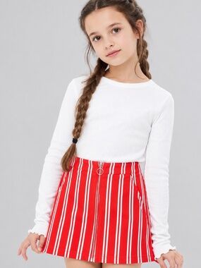 Forever 21 red and white striped skirt